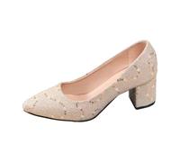 Elegante Zapato de Tacón de Aguja con Punta Fina y Lentejuelas para Bodas de Graduación y Eventos Nocturnos (Beige, 36)