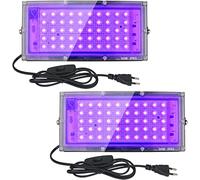 Eleganted 2 Pack 50W Luz UV, Foco UV Ultravioleta, Luz Negra Impermeable IP65, Fluorescente Lámpara de Escenario Blacklights para Halloween Bar Club DJ Discoteca Fiesta Pinta Corporal Gimnasio