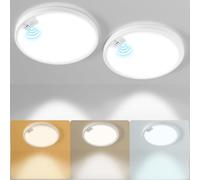 Eleganted 2PC Plafón LED con Sensor de Movimiento Radar, Plafon de Techo Redonda Ultra Delgada, 1600LM, 3000K/4000K/6000K, para Pasillos, Porche, Entrada, Escalera Ø22cm