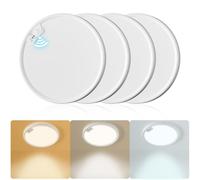 Eleganted 4PC Plafón LED con Sensor de Movimiento Radar, Plafon de Techo Redonda Ultra Delgada, 1600LM, 3000K/4000K/6000K, para Pasillos, Porche, Entrada, Escalera Ø22cm