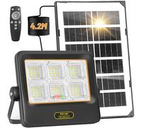 Eleganted Focos Led Solar Exterior, IP67 Impermeable Lampara Solar con Mando a Distancia, 50W Luz solar Exterior con un Cable de Extensión de 4.2M, para Jardin Garaje Terraza
