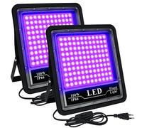 Eleganted Luz UV, 2pcs 100W Foco UV Ultravioleta, 395-405nm Luz Negra Impermeable IP66 Fluorescente Lámpara de Escenario Blacklights para Halloween Bar Club DJ Discoteca Fiesta Pinta Corporal Gimnasio