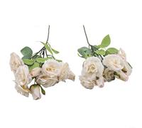 Elegantes 2 rosas artificiales, para centros de mesa y decoración del hogar, flores de seda realistas para todas las ocasiones (blanco)