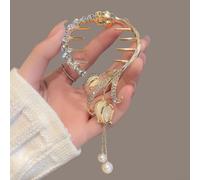 Elegantes accesorios florales para el cabello con diadema de moño con borla para estilos de moda (blanco)