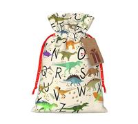 Elegantes alfabetos de aprendizaje con estampado de dinosaurios, bolsas de Navidad con cordones, bolsas de regalo de Navidad, bolsas de recuerdos de fiesta, S