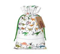 Elegantes alfabetos de aprendizaje con estampado de dinosaurios, bolsas de Navidad, regalos de vacaciones, con cordón, sacos de regalo de cumpleaños, regalos de fiesta de Navidad
