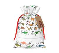 Elegantes alfabetos de aprendizaje con estampado de dinosaurios, bolsas de Navidad, regalos de vacaciones, con cordón, sacos de regalo de cumpleaños, regalos de fiesta de Navidad