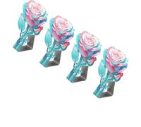 Elegantes anclajes de mesa de metal rosa | Abrazaderas de mantel de acero inoxidable para reuniones en casa y reuniones en el hogar, pesos de mantel con patrón de rosas