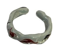 Elegantes anillos abiertos con aceite de goteo pintado a mano y lámina dorada de cerámica, accesorio ajustable para amantes de la joyería, regalo de festival