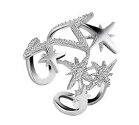 Elegantes anillos de cobre con diseño de estrella de ocho puntas, diseño de apertura ajustable, accesorio perfecto para el uso diario, anillos de cobre ajustables con estrella abierta
