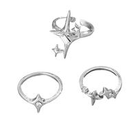 Elegantes anillos de pareja de estrellas de circonita con acabado texturizado, adecuados para el uso diario y celebraciones, suministros de fiesta, anillos de ajuste cómodo, talla única, como se