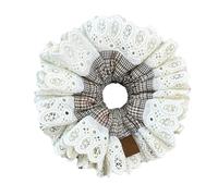 Elegantes anillos de pelo a cuadros de otoño, accesorio de encaje de doble capa para uso diario u ocasiones especiales
