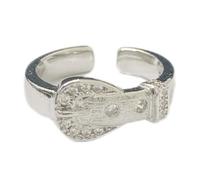 Elegantes anillos en forma de hebilla de aleación de metal, joyería de uso diario, tamaño ajustable, unisex, acabado cepillado, ajustable