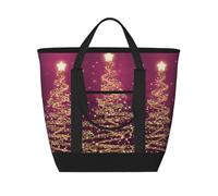 Elegantes árboles de Navidad brillantes en rosa y morado,Bolsas de almuerzo de gran capacidad, bolsa de mano térmica para mujeres, hombres, trabajo, picnic, viajes.