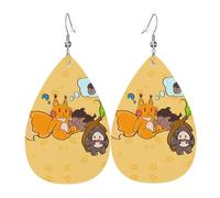 Elegantes aretes colgantes con estampado de ardilla y semillas de girasol para mujer, joyería ligera de cuero con forma de lágrima, perfectos para fiestas de moda
