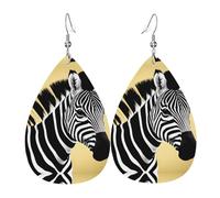Elegantes aretes colgantes con estampado de cebra en blanco y negro para mujer, joyería ligera de cuero con forma de lágrima, perfectos para fiestas de moda