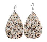 Elegantes aretes colgantes con estampado de huesos y patas para mujer, joyería ligera de cuero con forma de lágrima, perfectos para fiestas de moda