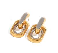 Elegantes aretes colgantes geométricos para mujer, diseño de gota redonda de varias capas en plata y oro para cualquier ocasión