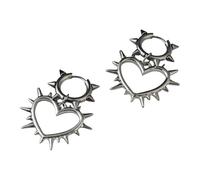 Elegantes aretes de aleación resistentes con diseño de corazón con diseños de espinas, accesorio de moda portátil para fiestas, suministros y fechas, talla única, como se describe, como se describe