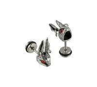 Elegantes aretes de calavera de acero inoxidable para entusiastas de la moda, silicona de acero inoxidable, No es una piedra preciosa