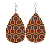 Elegantes aretes de cuero con estampado de mirada brillante para mujer, joyería colgante en forma de lágrima, accesorio ligero con purpurina, talla única, cuero, sin piedras preciosas, talla única