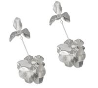 Elegantes aretes de gota con pétalos de flores para mujer, diseño floral exagerado, joyería de moda para fiestas, aretes de color dorado, talla única, como se describe, como se describe