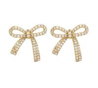 Elegantes aretes de lazo para mujeres y niñas, aretes de temperamento, joyería de moda, aretes punk simples con diamantes de imitación, talla única, como se describe, como se describe