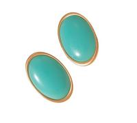 Elegantes aretes ovalados de resina con cómodos postes de plata de ley inspirados en retro, piezas de declaración portátiles, aretes ovalados para mujer, talla única, como se describe, como se