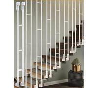 Elegantes balaustres de hierro blanco para escaleras, 61-114 cm, ajustables, elegantes barandillas para villas e interiores, 150 cm de longitud, accesorios premium para escaleras modernas