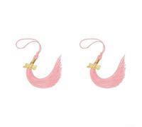 Elegantes borlas de graduación para gorras académicas 2026, accesorios decorativos de seda sintética de 14.75 pulgadas en varios colores, juego de 2 (rosa)