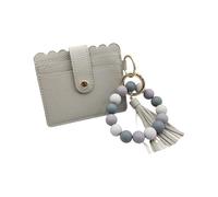 Elegantes borlas de silicona para tarjetas, organizadores de tarjetas de poliuretano para mujeres, ranuras para monederos y ventana transparente, fácil de viajar, organizador de silicona ligero, Gris