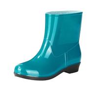 Elegantes botas de lluvia a media pantorrilla para mujer, impermeables, brillantes, informales, de tacón húmedo, zapatos elegantes para caminar y al aire libre, Blue, 37 EU
