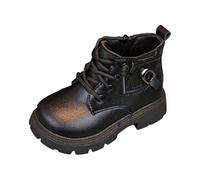 Elegantes Botas Femeninas de Estilo Británico Clásico con Suela Blanda y Flexible para un Calzado Cómodo y Seguro en Cada Paso Que Dan Las Niñas (Black, 29.5 Little Child)