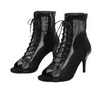 Elegantes botines de tacón de aguja de ante con cordones para mujer, elegantes, color beige, para eventos formales, citas, bailes de graduación, Clear, 38.5 EU