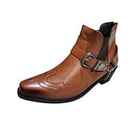 Elegantes botines para hombre, botas góticas para hombre, con hebillas, zapatos informales, sin cordones, botas de piel, caña corta, zapatos de trekking, zapatos de otoño, zapatos de chelsea para