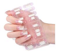 Elegantes calcomanías de uñas de estilo francés con brillo largo, aplicación rápida para uso diario u ocasiones especiales, apliques de uñas largos