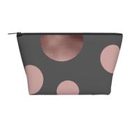 Elegantes círculos Negros de Color Rosa Rubor en Oro Rosa Falso, Bolsa de artículos de tocador Bolsa de Maquillaje Bolsa de cosméticos Bolsa de artículos de tocador de Viaje portátil
