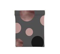 Elegantes círculos Negros de Color Rosa Rubor en Oro Rosa Falso, Squeeze Top Wallet Bolsa de Almacenamiento para Mujer Monedero pequeño Bolsa de Cambio