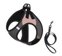 Elegantes círculos Negros de imitación Oro Rosa ruborizado,Arnés para Mascotas, arnés Reflectante Ajustable para Perros,L