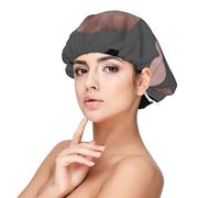 Elegantes círculos negros de imitación oro rosa ruborizado,Gorro de dormir de satén para adultos - Gorro de dormir elástico para mujer, cubrecabello nocturno