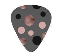 Elegantes círculos negros falsos de color rosa,12 púas de guitarra, 3 grosores diferentes para guitarra acústica, bajo y ukelele