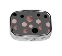 Elegantes círculos negros rosas falsos, Pastillero cuadrado para bolsillo o monedero, pequeño contenedor de pastillas, organizador de pastillas de viaje