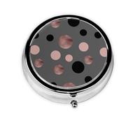 Elegantes círculos negros rosas falsos, Pastillero, Pastillero redondo Pequeño contenedor de pastillas Organizador de pastillas de viaje