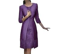 Elegantes Conjuntos de 2 Piezas for Madre la Novia con Chaqueta, Vestidos Novio, Formales for Boda, Color Caramelo para Bodas(Purple,8)