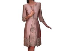 Elegantes Conjuntos de 2 Piezas for Madre la Novia con Chaqueta, Vestidos Novio, Formales for Boda, Color Caramelo para Bodas(Pink,18W)