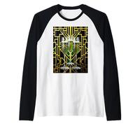 Elegantes Copas de champán Esmeralda en Estilo Art Deco Camiseta Manga Raglan