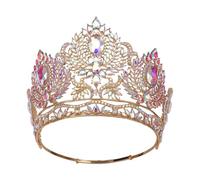 Elegantes coronas de cristal con peine para mujer, hermosas tiaras de princesas para cumpleaños y celebración especial, Diameter 16.5cm, height 11.8cm, aleación