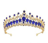 Elegantes coronas de cuervo womebridal y tiaras tiara crystal fiesta cesas para womefor adultos cuervo nupcial (azul)