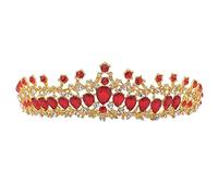 Elegantes coronas de cuervo womebridal y tiaras tiara crystal fiesta cesas para womefor adultos cuervo nupcial (rojo)