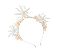 Elegantes coronas de pelo de sirenas con perlas, estrellas de mar y conchas marinas para mujeres y niñas, bodas en la playa